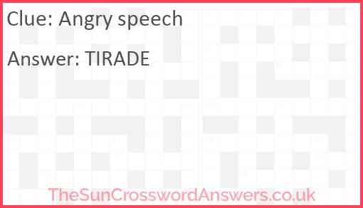 Angry speech Answer
