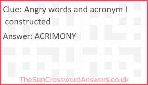 Angry words and acronym I constructed Answer