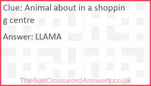 Animal about in a shopping centre Answer