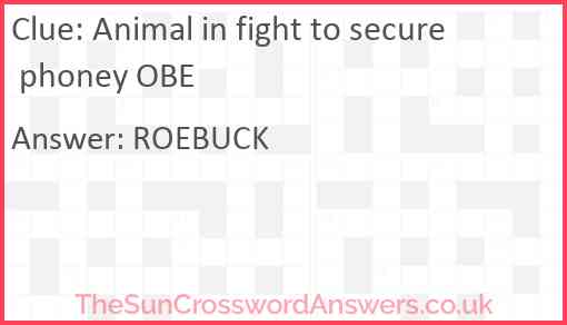 Animal in fight to secure phoney OBE Answer