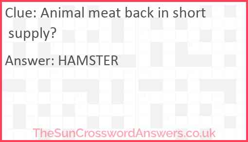 Animal meat back in short supply? Answer