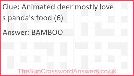 Animated deer mostly loves panda's food (6) Answer