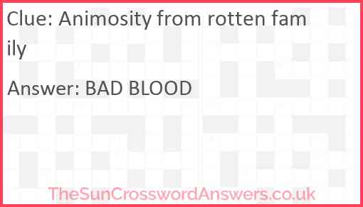 Animosity from rotten family Answer