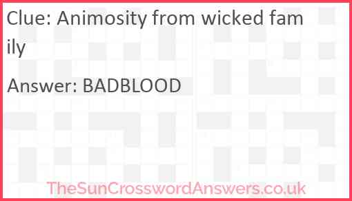 Animosity from wicked family Answer