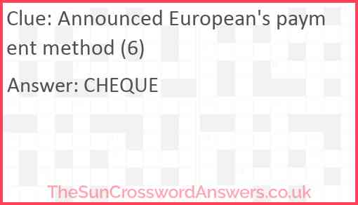 Announced European's payment method (6) Answer