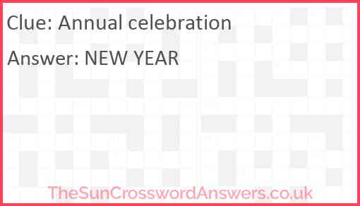 Annual celebration Answer