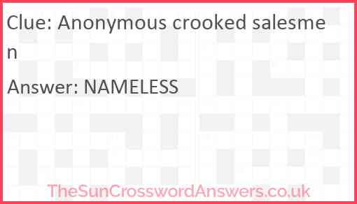 Anonymous crooked salesmen Answer
