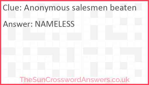 Anonymous salesmen beaten Answer