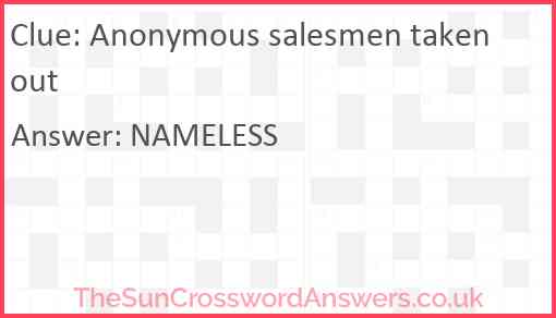 Anonymous salesmen taken out Answer