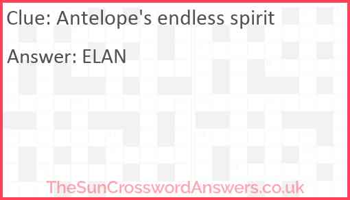 Antelope's endless spirit Answer
