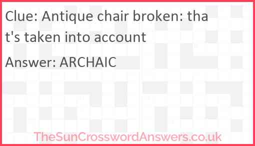 Antique chair broken: that's taken into account Answer