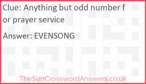 Anything but odd number for prayer service Answer