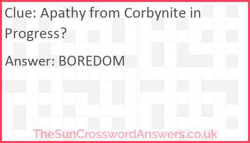 Apathy from Corbynite in Progress? Answer