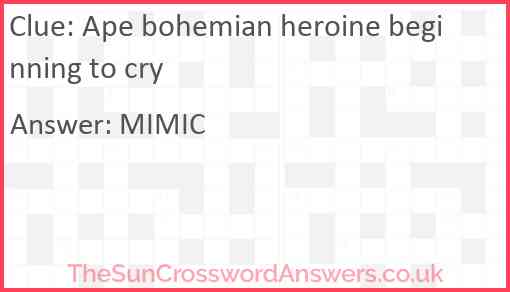 Ape bohemian heroine beginning to cry Answer