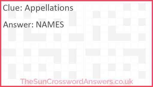 Appellations Answer