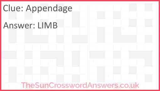 Appendage crossword clue TheSunCrosswordAnswers co uk