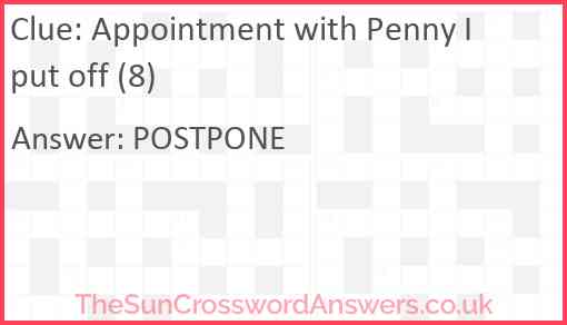 Appointment with Penny I put off (8) Answer