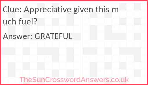 Appreciative given this much fuel? Answer