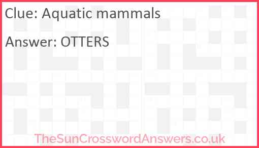 Aquatic mammals Answer
