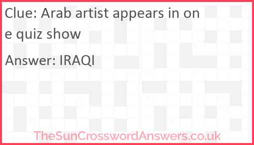Arab artist appears in one quiz show Answer