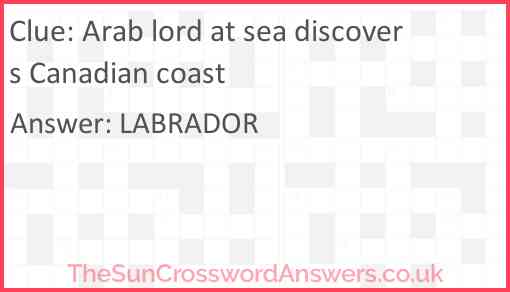 Arab lord at sea discovers Canadian coast Answer