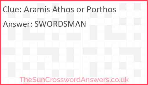 Aramis Athos or Porthos Answer