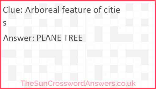 Arboreal feature of cities Answer