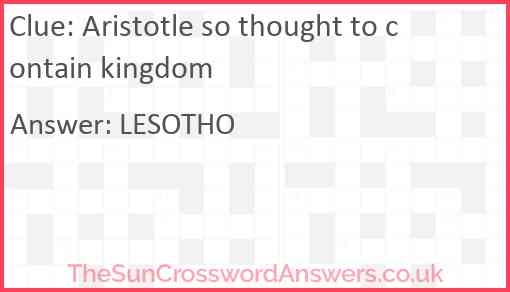 Aristotle so thought to contain kingdom Answer
