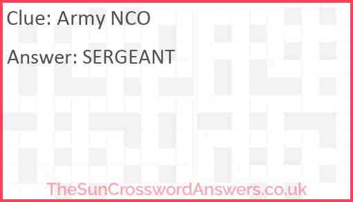 Army NCO Answer