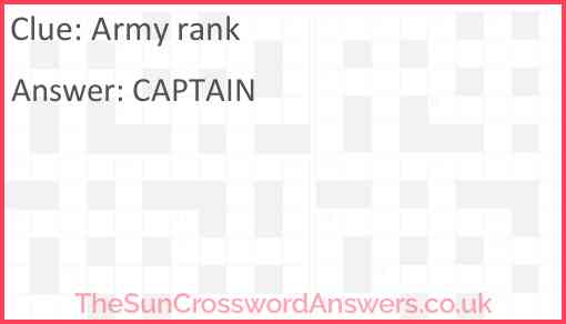 Army rank Answer