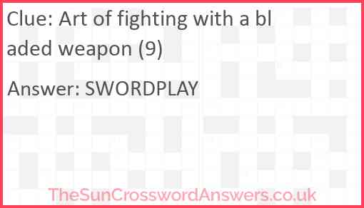 Art of fighting with a bladed weapon (9) Answer