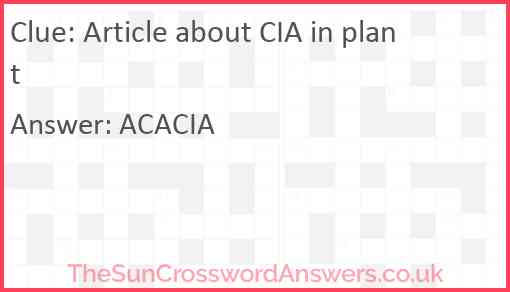 Article about CIA in plant Answer