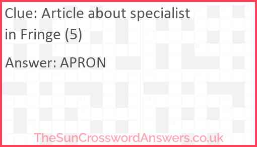 Article about specialist in Fringe (5) Answer