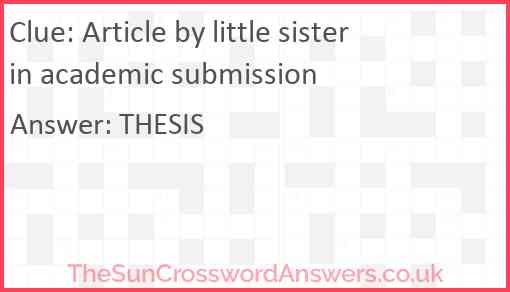 Article by little sister in academic submission Answer