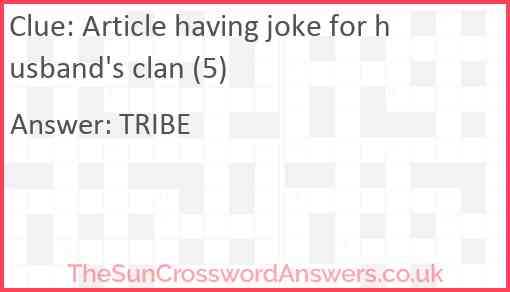 Article having joke for husband's clan (5) Answer