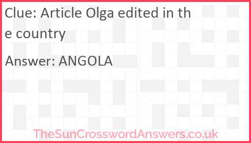 Article Olga edited in the country Answer
