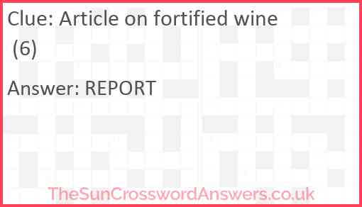 Article on fortified wine (6) Answer
