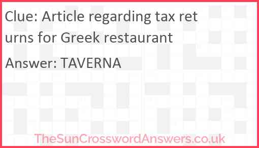 Article regarding tax returns for Greek restaurant Answer