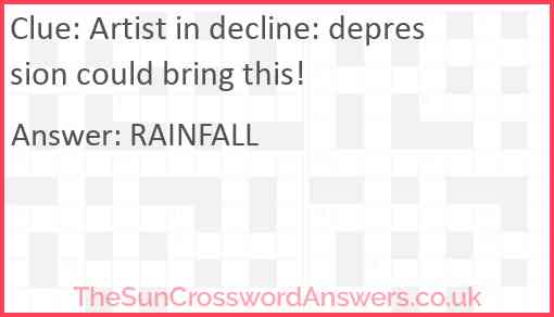 Artist in decline: depression could bring this! Answer