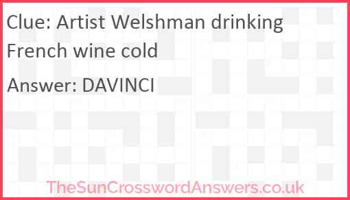 Artist Welshman drinking French wine cold Answer