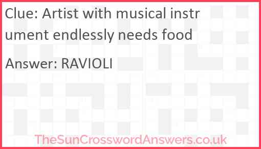 Artist with musical instrument endlessly needs food Answer