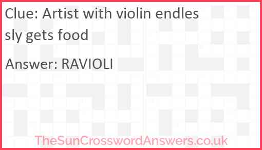 Artist with violin endlessly gets food Answer