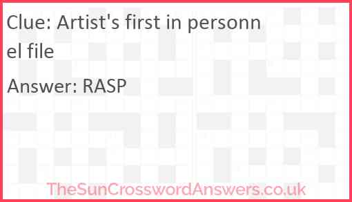 Artist's first in personnel file Answer