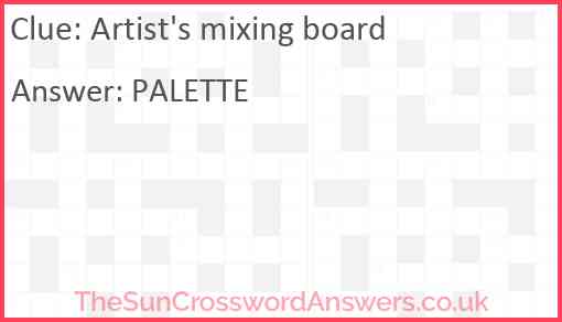 Artist's mixing board Answer