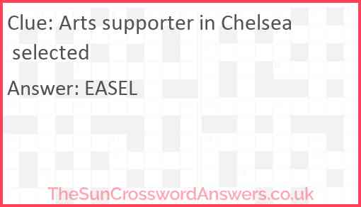 Arts supporter in Chelsea selected Answer