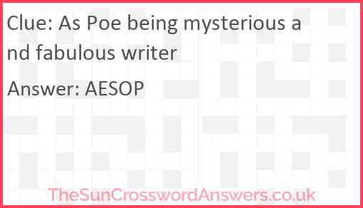 As Poe being mysterious and fabulous writer Answer