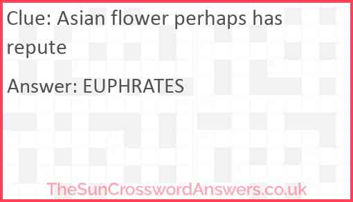 Asian flower perhaps has repute Answer
