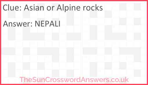 Asian or Alpine rocks Answer