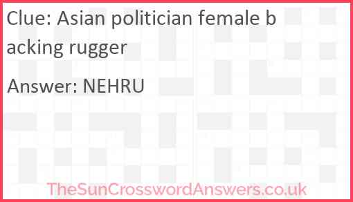 Asian politician female backing rugger Answer