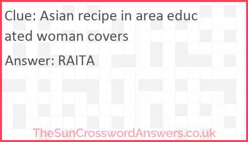 Asian recipe in area educated woman covers Answer